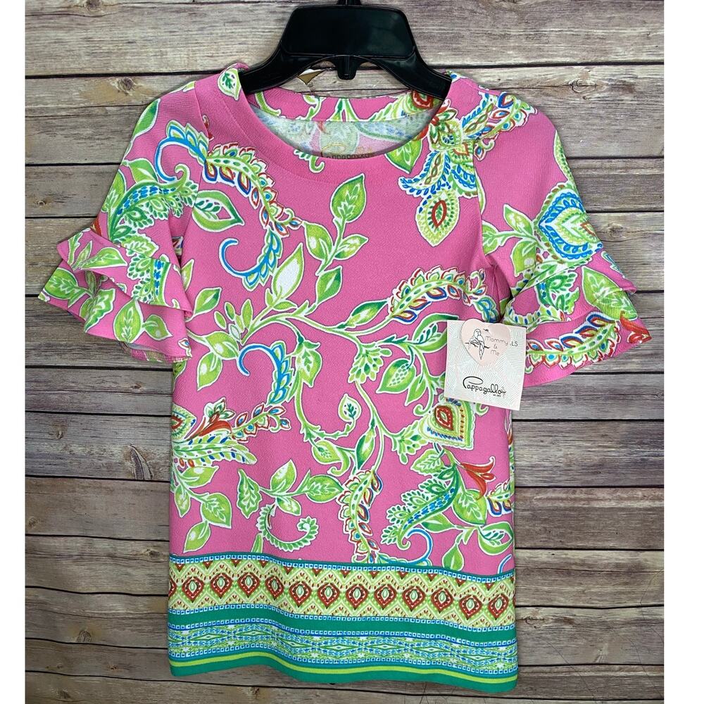 NEW Pappagallo Short Sleeve Dress– Pink Paisley/Geo Print – Size S Lightweight